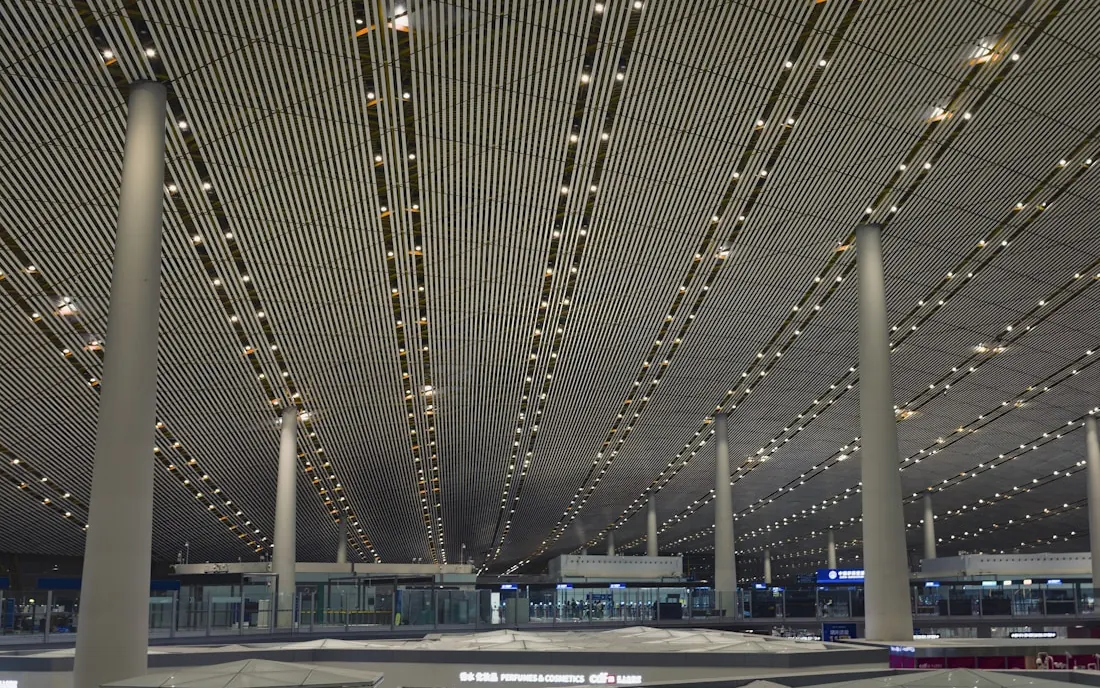 A modern airport terminal concourse