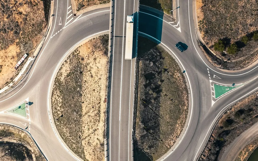 Aerial view of a highway junction